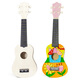MAUREEN Ukulele ensamblado Diy Guitarra pequeña Material casero Handmade Bag Pintado Graffiti de madera pintado a mano 21 pulgadas Amor + Pigmento + Mochila *