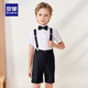 Romon boys dress summer children's graduation performance suit kindergarten overalls flower girl black suit 160