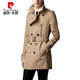 Pier Cardin Spring и осенний бизнес-Trench Coat Новый корейский стиль модный случай повседневной мужской британский молодой длина длина длина длина длина подростка темно-синий 180/92A XL