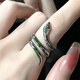 He Niang Harry Potter Ring Peripheral Slytherin Snake House Green Spirit Snake Ring Retro Accessories Men's and Women's Open Ring Gift Green Zircon Snake Ring