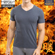 Modal velvet seamless thermal short-sleeved T-shirt men's autumn and winter base heating underwear v-neck with slim autumn half-sleeves light gray V-neck 2XL 180