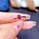 Pritte natural ruby ring main stone 3*5mm 925 silver electroplated gold fine inlay simple and exquisite