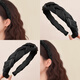 Zuoou headband for women, high-end, fashionable, high-ceiling hairpin, black braided hairpin, satin wide-brimmed hair hole headdress, black braided hairband