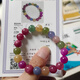 Natural tourmaline bracelet colorful Brazilian color raw stone Wangfu beads 8mm 23 pieces
