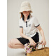 Fan Silann Fan Silann Academy Style Polo-Strick-T-Shirt für Frauen 2024 Sommer neuer Retro Classic Top 24FS12370 Marine Blue M.