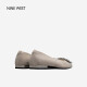 NINEWEST Jiuxi spring new single shoes crystal diamond buckle flat heel lazy shoes shallow mouth women's shoes apricot color 40