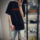 Katuqi heavy pure cotton European and American retro short-sleeved T-shirt men's summer loose trend five-point half-sleeved high street clothes T-shirt black L [recommended 100-120 Jin [Jin equals 0.5 kg]]