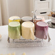 Xiderun Light Luxury Water Cup Tray Housewarming Cup Set High-end Living Room Home Coffee Table High-Value Ceramic Water Set Gradient Six Colors Water Cup Set + Tray + Cup Holder
