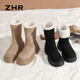 ZHR two-wear snow boots for women plus velvet and thickened women's boots lamb wool warm and increased Northeast cotton shoes JF72 Khaki 37