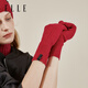 ELLE 100% sheep wool gloves for women autumn and winter outdoor warm and fashionable knitted fingertips for students driving with touch screen