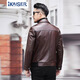 
KAISER's new Haining genuine leather jacket men's top layer goatskin slim-fitting thin leather jacket motorcycle lapel jacket brown red brown L