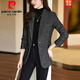 Pierre Cardin Wool Suit Jacket Women's Winter Thickened 2025 New Autumn and Winter High-Quality Temperament Casual Women's Woolen Suit Black Suit XL