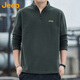 JEEP Jeep sweatshirt men's autumn and winter loose long-sleeved T-shirt polar fleece thickened casual clothes men's military green 2XL