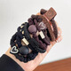 Jieweiyi rubber band women's head simple high ponytail hair rope temperament head rope high elastic durable rubber band new hair ring BH-FQ115 brown 5-piece set