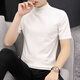 Pierre Cardin 2025 T-shirt à manches courtes de printemps et automne à manches courtes pour hommes à demi-manche en tricot de base pour hommes à manches mi-couleurs à manches mi-couleurs de couleurs solides Q9913 noir m noir M