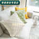 Rongtao Nordic style embroidered pillowcase, plaid living room sofa pillow, bedside cushion, Moroccan B&B, green flower 45*45cm pillowcase + pillow core