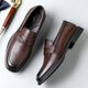 
CARTELO British business casual shoes men's leather shoes one foot breathable loafer soft sole leather shoes men 9898 brown 44