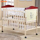 Master's degree (XS) crib solid wood splicing large bed mobile baby cradle children's bed new multi-functional environmentally friendly European style pine wood paintless single bed (6-piece set for sleeping with 6 pieces) + brown pad