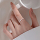 Xiangnan 999 sterling silver sugar paper ring women's index finger ring light luxury tail ring niche design plain ring ring open ring gift 999 silver sugar paper ring