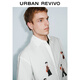 UR2025 summer new men's trendy casual and loose contrast printed cardigan shirt UMV250025 white L (XL-XXL)