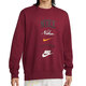 Nike (NIKE) sweatshirt jacket for men 2024 spring and autumn new sportswear plus velvet warm round neck pullover FN2611-010 FN2611-677 red inner lining L