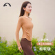 Aixiabu yoga clothing women's top autumn and winter velvet thickened warm Pilates clothing slimming running fitness sports t-shirt long sleeve A23109RTSM milk tea color/velvet/soft version L