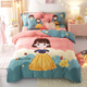 Set de cuatro piezas para niños de Manzina para niñas de algodón puro de algodón en espesor de colcha espesas sábanas y cubiertas de cama para niñas ropa de cama princesa invierno lindo (algodón completo engrosado) 1,0 m set de tres piezas-150*200 edredón de colchas