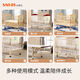 Master's degree (XS) crib solid wood splicing large bed mobile baby cradle children's bed new multi-functional environmentally friendly European style pine wood paintless single bed (6-piece set for sleeping with 6 pieces) + brown pad