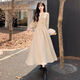 High school student adult dress women's winter 18-year-old graduation evening dress French gentle round neck knitted dress Apricot L Recommended 105-115 Jin Jin equals 0.5 kg