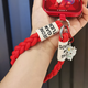 Dipur red mobile phone lanyard short wrist pendant pendant three-strand ponytail braided animal year festive wedding mobile phone lanyard anti-lost rope