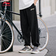 Li Ning trousers and sweatpants for men and women, solid color simple casual and versatile close-up loose trousers [Careful embroidery ice-like] trousers and black B823-6 L