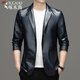 Woodpecker men's leather suit leather jacket imitation leather jacket men's middle-aged and young casual slim leather suit jacket men's clothing 68101 black 180/XL (135-150Jin [Jin equals 0.5 kg])
