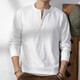 Kuraishi Kazuki Kuraishi Kazuki Japanese fashion brand spring and autumn pure cotton Henley collar long-sleeved men's loose sweatshirt Henley shirt versatile top white XL