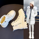 Neun Zoll sonnige Schneestiefel Frauenschuhe 2025 Neue Stiefel plus Samtschuhe verdickte Baumwollschuhe Winterstiefel Dicke Sohle Martin Stiefel Winter Beige plus Samt 37