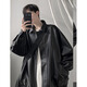 
Digada black pu leather jacket men's autumn and winter American retro pussy motorcycle style leather jacket men's trendy brand versatile top WJS-W9274 black XL