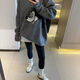Yimuqi Buy Duoxi Dongguan Dalang Sweater Mid-length Loose and lazy style pullover for women 2024 Winter New Korean Style Pullover Grey Donald Duck y9855 One Size m