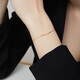 Chow Tai Fook SOINLOVE minimalist 18K gold ripple bracelet ins style commuting personality exquisite smile bracelet for women VE157 about 15cm