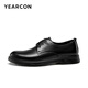 Chaussures pour hommes de Yierkang, chaussures en cuir masculin, nouveau style de chaussures en cuir formelles commerciales, chaussures de derby britanniques pour hommes de vache pour hommes, chaussures de travail, noir 41 pour hommes