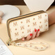 CHONGSUKEI small/ck wallet women's long 2025 new European and American fashion large capacity double zipper mobile phone bag printed wrist bag MM coffee