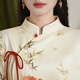Yaoni cheongsam Hanfu women's daily adult 2025 autumn and winter short long-sleeved new Chinese style national style suede two-piece set 6551 apricot top + orange skirt (short top) M (recommended weight 105-115Jin Jin is equal to 0.5 kg)