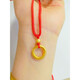 Bindao au999 gold hoop gold 999 gold peace buckle pendant necklace women's new couple hard gold pendant gift 0 0.9g large red rope gold wrapped with silver