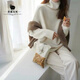 
Daiya Moss' new heavyweight European and American turtleneck cardigan for women's thick sweater loose pullover lazy style knitted base shirt burgundy L