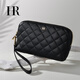 HR Helena bag women's clutch bag mobile phone bag first layer cowhide rhombus hand bag clutch bag birthday gift black