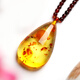 Yuan Baltic Amber Beeswax Flower Amber Pendant Women's Water Drop Flower Amber Sweater Chain Amber Necklace No. 2442