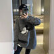 Yimuqi Buy Duoxi Dongguan Dalang Sweater Mid-length Loose and lazy style pullover for women 2024 Winter New Korean Style Pullover Grey Donald Duck y9855 One Size m