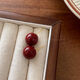 Hong Kong style wine red sugar bean pearl earrings for women new 2024 earrings niche design ear jewelry 10mm red bean mosquito coil ear clip