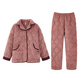 Anzhiban couple's pajamas for autumn and winter, three-layer quilted plus velvet, thickened and anti-static, casual wearable home wear set A Black Plum Pink M