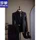 ROMON fashion striped suit suit men's business casual banquet wedding dress professional formal suit men's suit black (suit + trousers) XL 52 (125-138Jin Jin equals 0.5 kg)