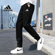 Adidas Men's Sports Cost Fitness Fitness Casual and Fashay Open-Basted Stand-Up Collar veste veste pantalon en tricot lâche H46101 + GK9226 / Black Trois bandes sur le côté de la veste L
