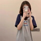 Buntes Edelstein Sommer Schlanker Nachthemd lose losen kurzärmeligen koreanischen Stil Kleidung Langer Rock 1105# grauer Emoji-Rock gleich groß